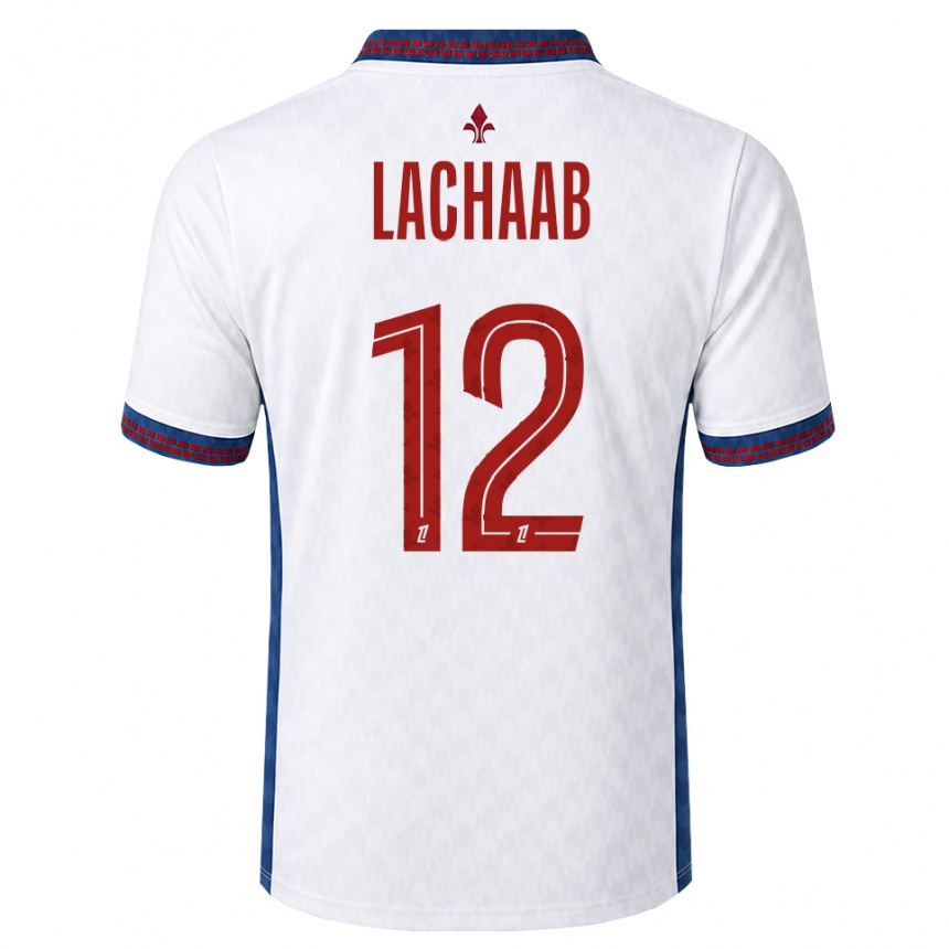 נשים כדורגל Younes Lachaab #12 אדום לבן כחול הרחק ג'רזי 2026/27