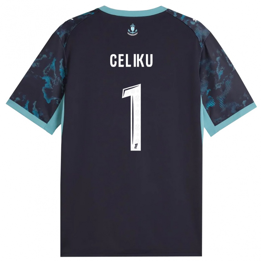 נשים כדורגל Bleron Celiku #1 טורקיז בהיר שחור הרחק ג'רזי 2026/27