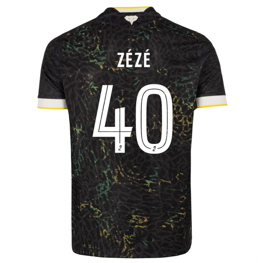 נשים כדורגל Yanel Zézé #40 שחור לבן צהוב הרחק ג'רזי 2026/27