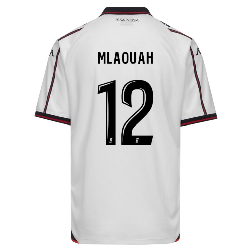 נשים כדורגל Sofiane Mlaouah #12 שחור לבן הרחק ג'רזי 2026/27