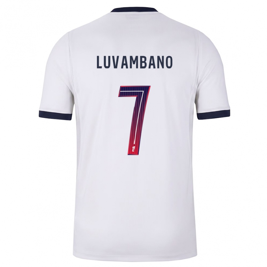 נשים כדורגל Ethan Luvambano #7 לבן שחור אדום הרחק ג'רזי 2026/27
