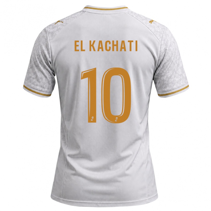 נשים כדורגל Youssef El Kachati #10 לבן אפור זהב הרחק ג'רזי 2026/27