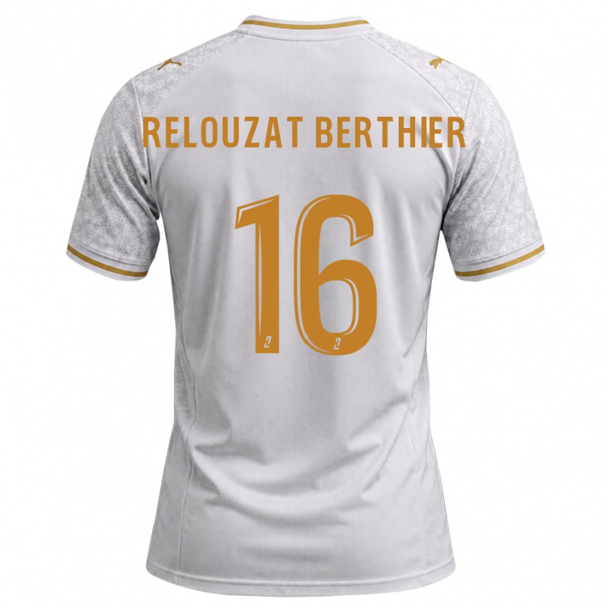 נשים כדורגל Maxime Relouzat Berthier #16 לבן אפור זהב הרחק ג'רזי 2026/27