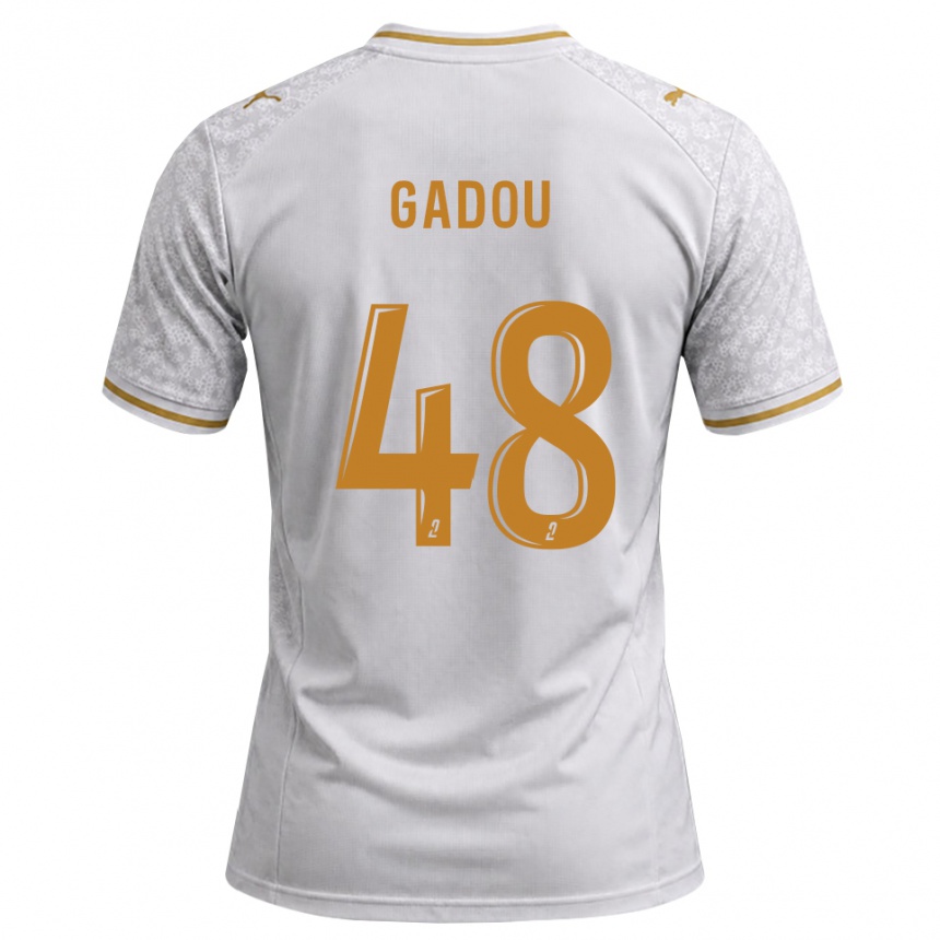 נשים כדורגל Arone Gadou #48 לבן אפור זהב הרחק ג'רזי 2026/27