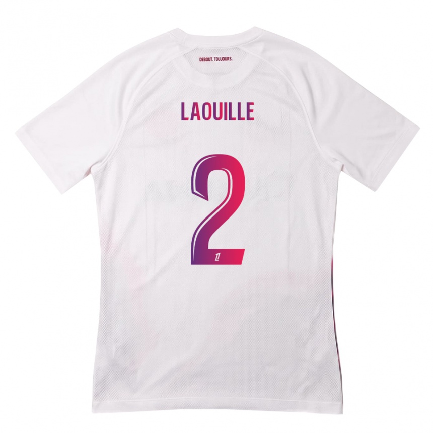 נשים כדורגל Rafaël Laouille #2 לבן ורוד סגול הרחק ג'רזי 2026/27