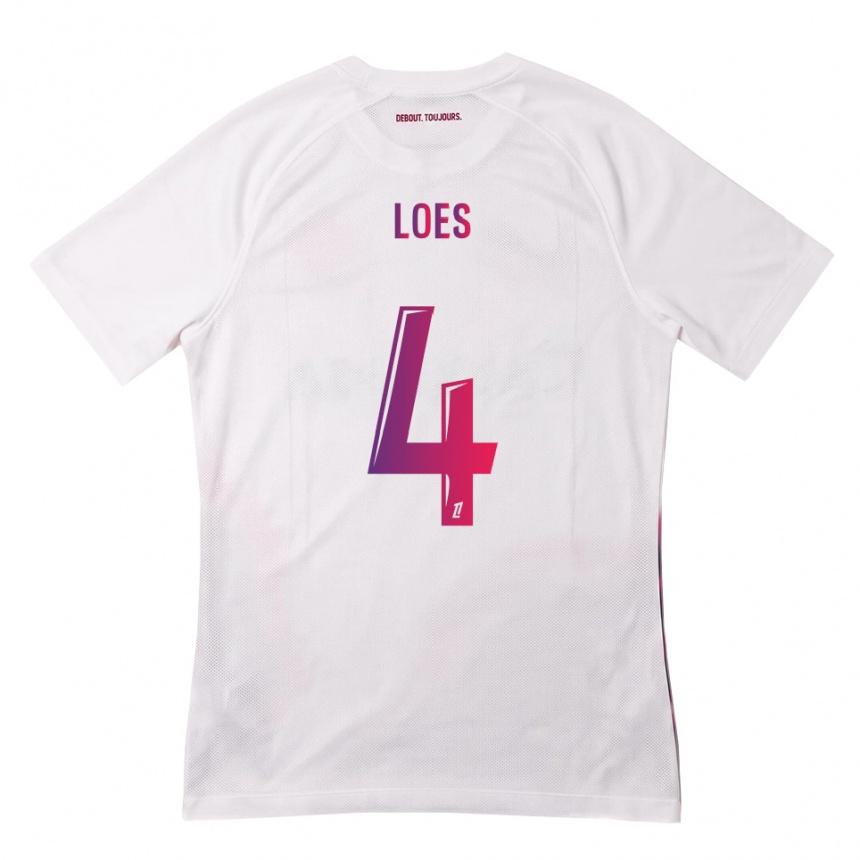 נשים כדורגל Wayan Loes #4 לבן ורוד סגול הרחק ג'רזי 2026/27