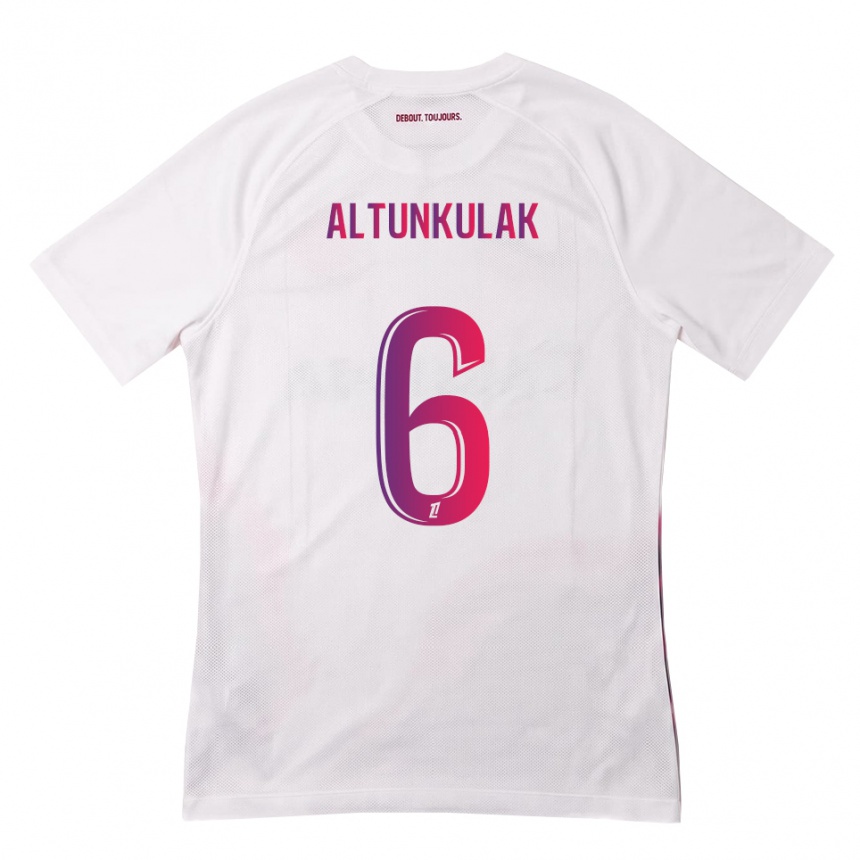 נשים כדורגל Selen Altunkulak #6 לבן ורוד סגול הרחק ג'רזי 2026/27