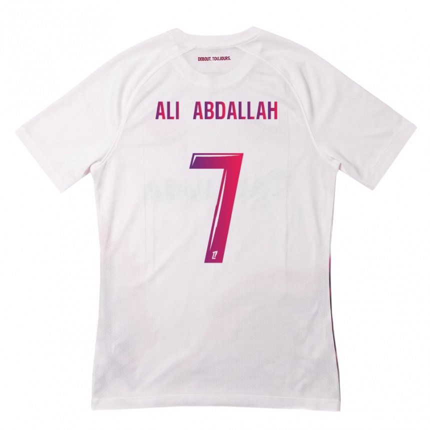 נשים כדורגל Nivine Ali Abdallah #7 לבן ורוד סגול הרחק ג'רזי 2026/27