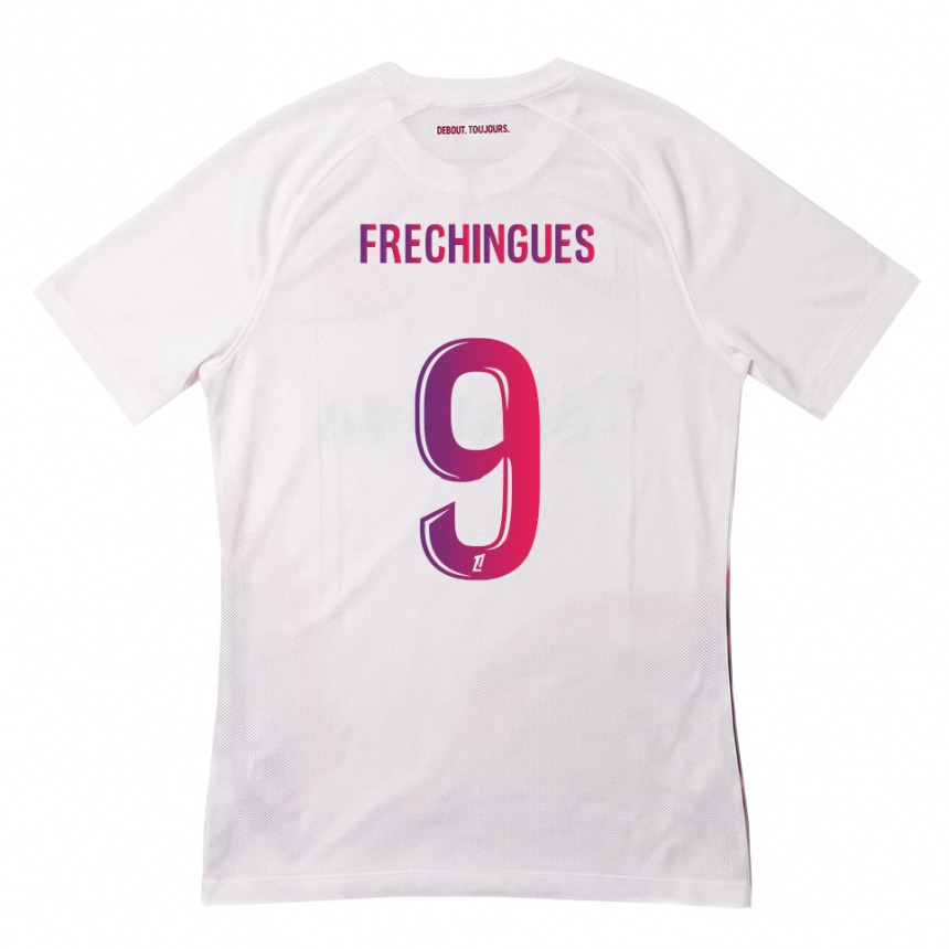 נשים כדורגל Léo Frechingues #9 לבן ורוד סגול הרחק ג'רזי 2026/27
