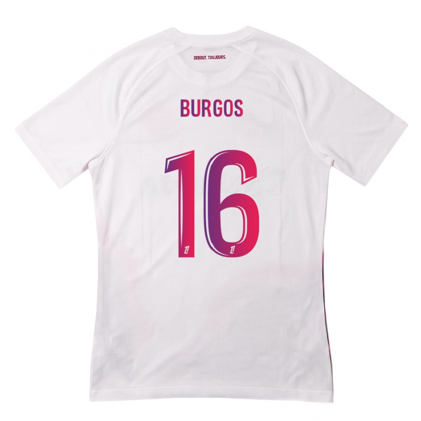 נשים כדורגל Diego Burgos #16 לבן ורוד סגול הרחק ג'רזי 2026/27