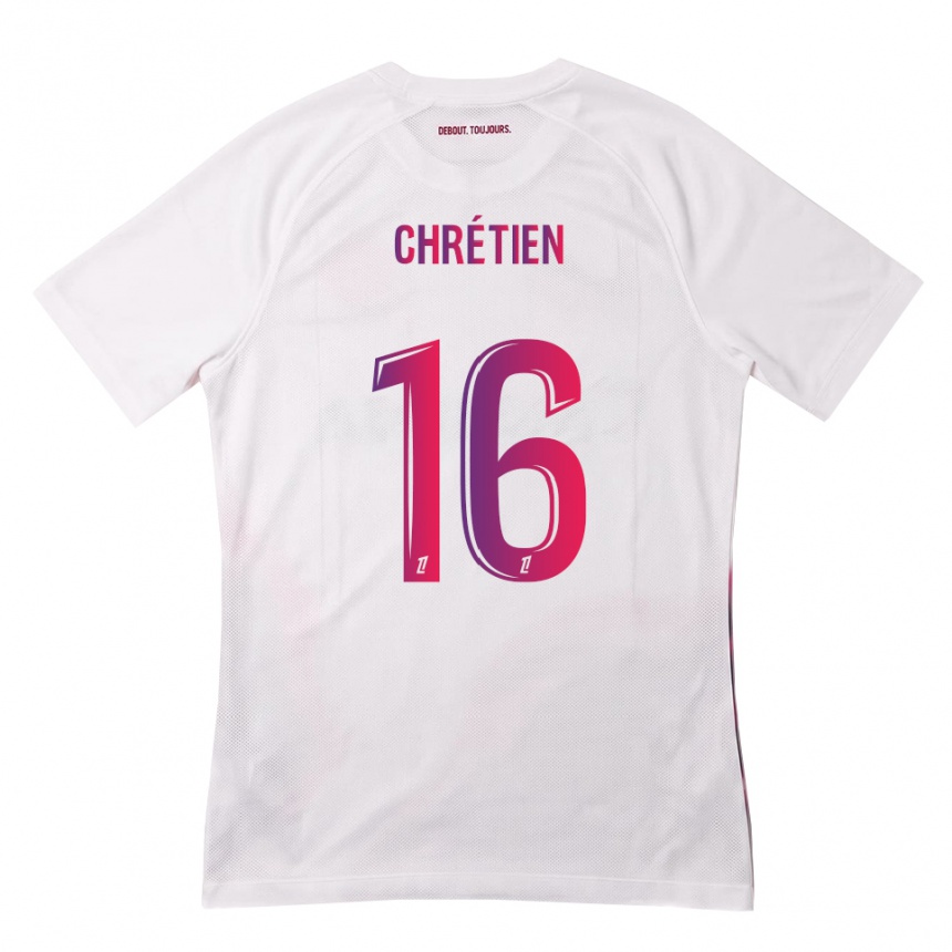 נשים כדורגל Jean-Pierre Chrétien #16 לבן ורוד סגול הרחק ג'רזי 2026/27