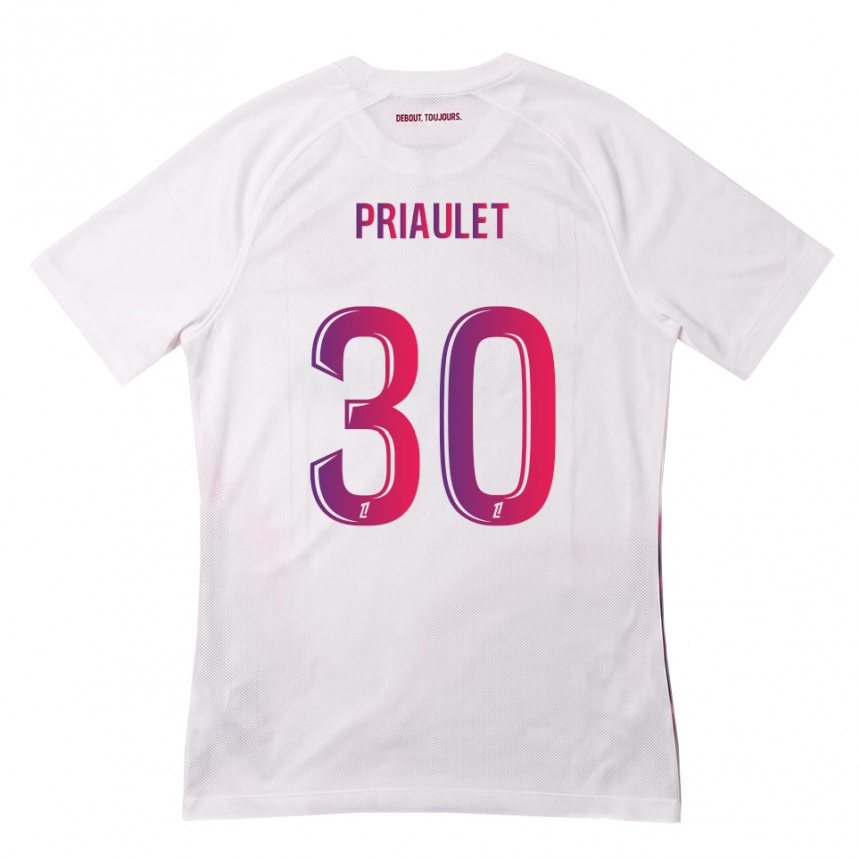 נשים כדורגל Anaïs Priaulet #30 לבן ורוד סגול הרחק ג'רזי 2026/27
