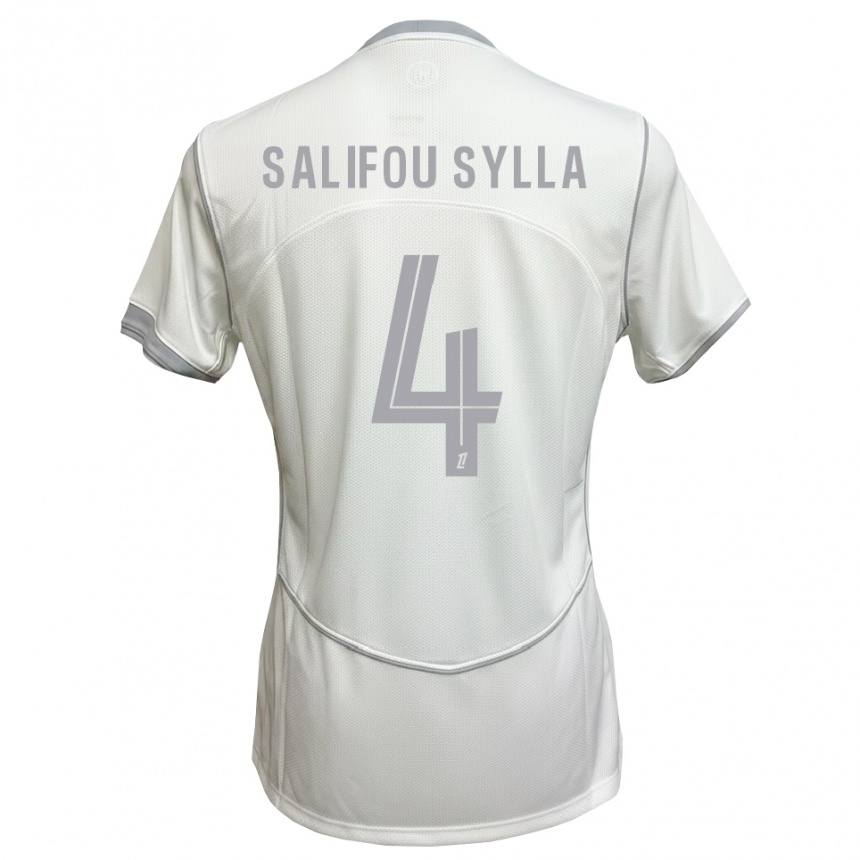 נשים כדורגל Salifou Sylla #4 לבן אפור הרחק ג'רזי 2026/27
