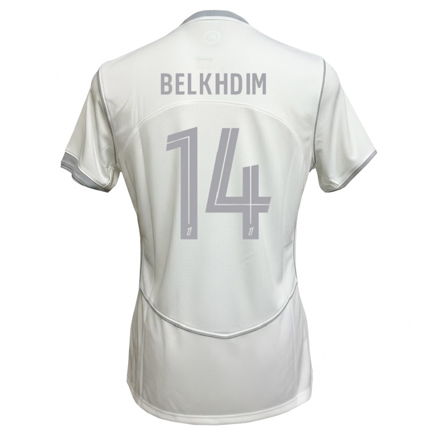 נשים כדורגל Yassin Belkhdim #14 לבן אפור הרחק ג'רזי 2026/27