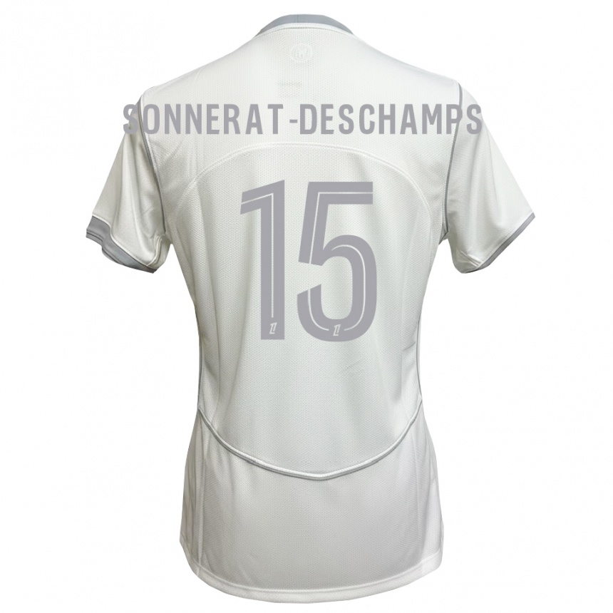נשים כדורגל Nattio Sonnerat-Deschamps #15 לבן אפור הרחק ג'רזי 2026/27