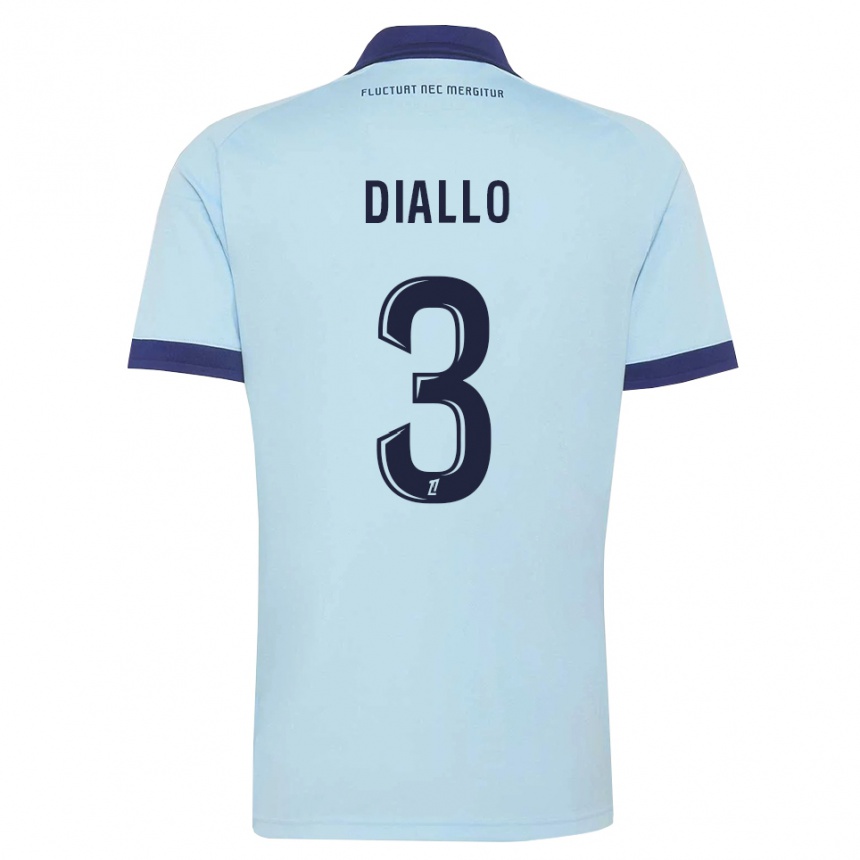 נשים כדורגל Ibrahim Diallo #3 כחול תירס שחור הרחק ג'רזי 2026/27