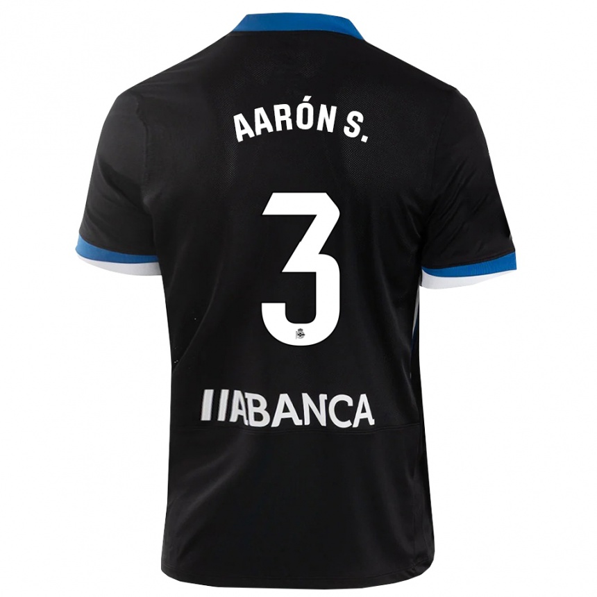נשים כדורגל Aarón Sánchez #3 שחור כחול לבן הרחק ג'רזי 2026/27