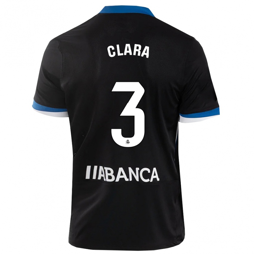 נשים כדורגל Clara Rodríguez #3 שחור כחול לבן הרחק ג'רזי 2026/27