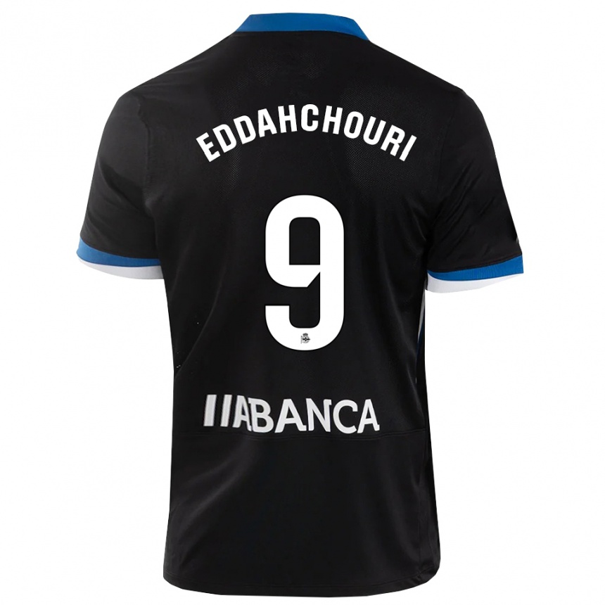 נשים כדורגל Zakaria Eddahchouri #9 שחור כחול לבן הרחק ג'רזי 2026/27 נשים כדורגל Zakaria Eddahchouri #9 שחור כחול לבן הרחק ג'רזי 2026/27