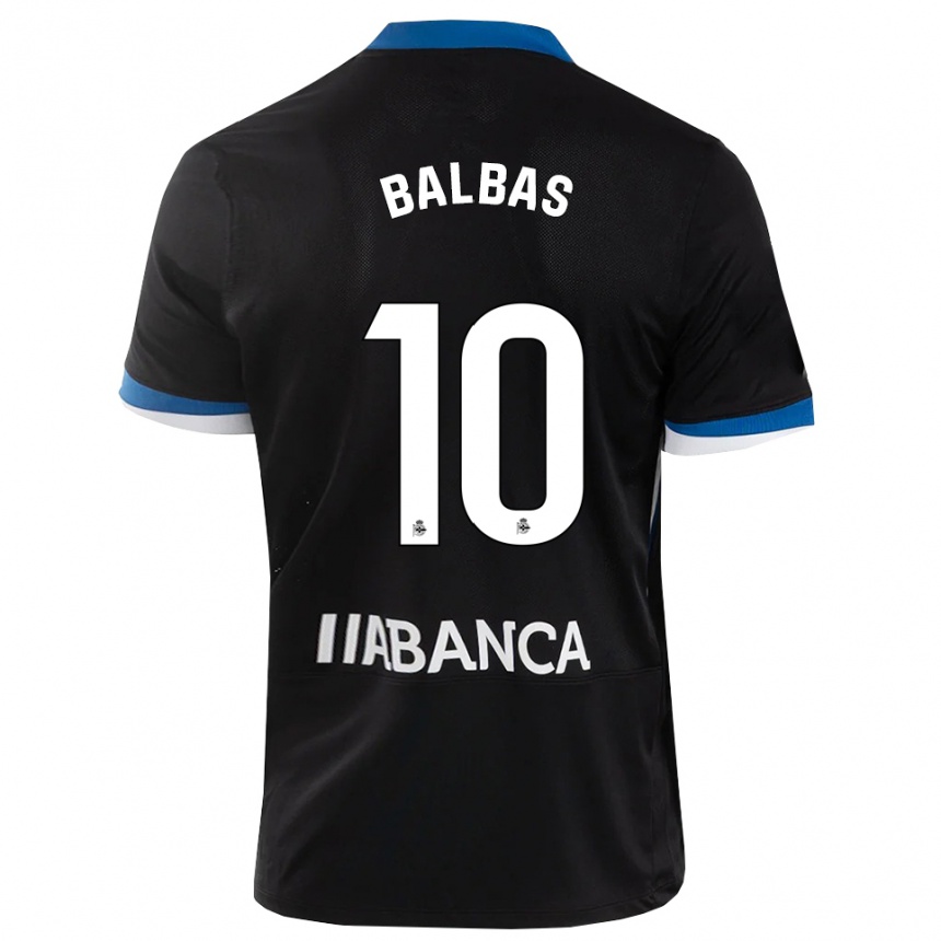 נשים כדורגל Nicolás Balbas #10 שחור כחול לבן הרחק ג'רזי 2026/27