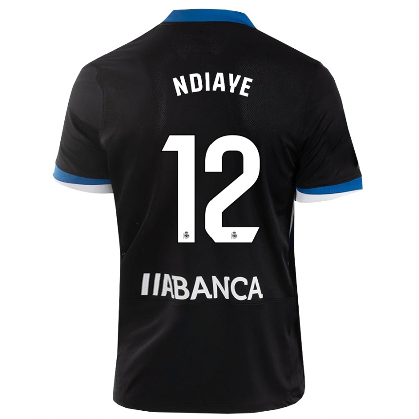 נשים כדורגל Malick Ndiaye #12 שחור כחול לבן הרחק ג'רזי 2026/27