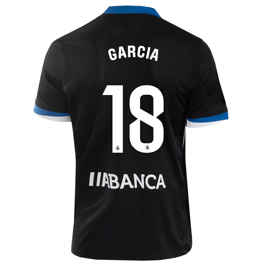 נשים כדורגל Raquel García #18 שחור כחול לבן הרחק ג'רזי 2026/27