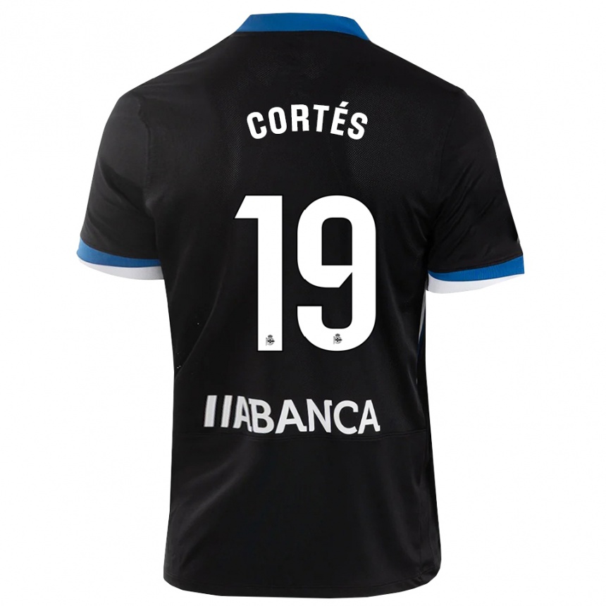 נשים כדורגל Pablo Cortés #19 שחור כחול לבן הרחק ג'רזי 2026/27