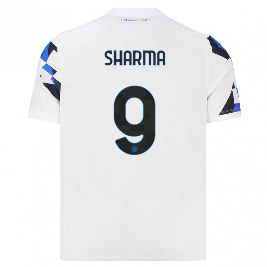 נשים כדורגל Rahul Sharma #9 לבן אדום כחול הרחק ג'רזי 2026/27