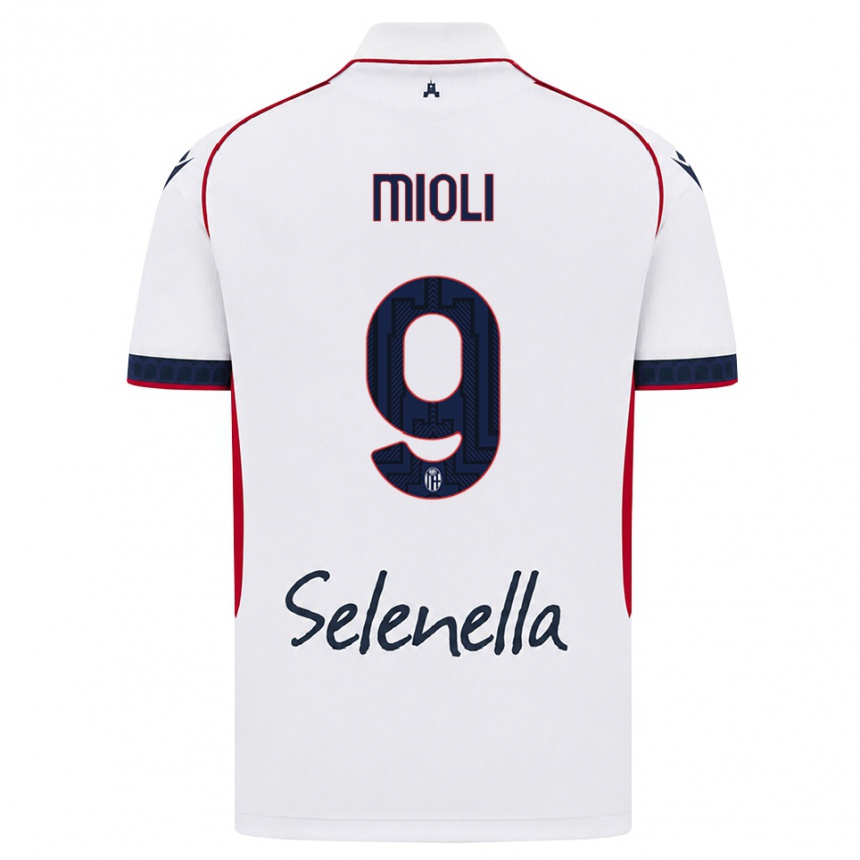 נשים כדורגל Mattia Mioli #9 לבן אדום כחול מלכותי הרחק ג'רזי 2026/27