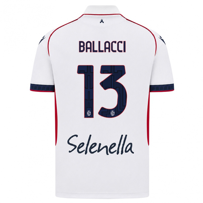 נשים כדורגל Edoardo Ballacci #13 לבן אדום כחול מלכותי הרחק ג'רזי 2026/27