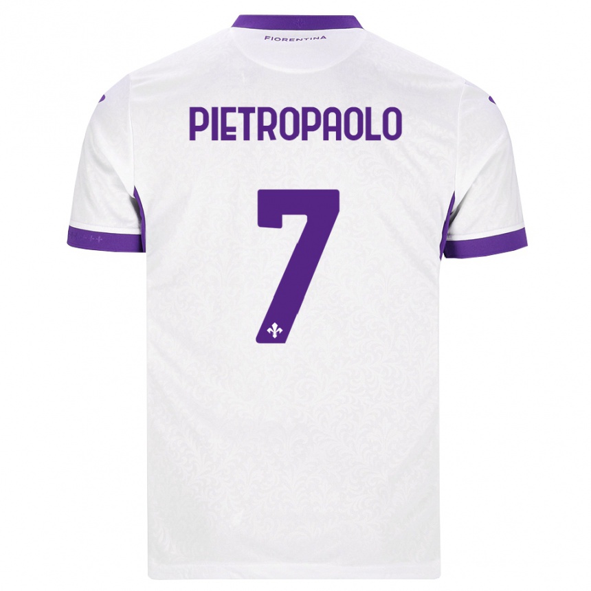 נשים כדורגל Mario Pietropaolo #7 לבן סגול הרחק ג'רזי 2026/27
