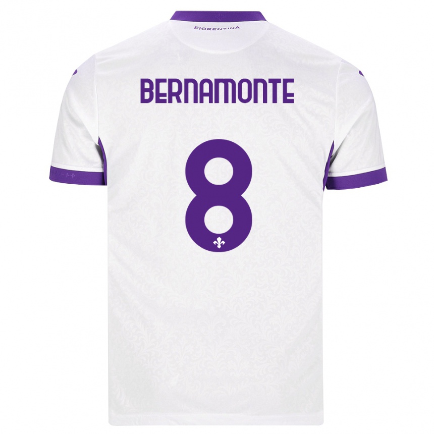 נשים כדורגל Lorenzo Bernamonte #8 לבן סגול הרחק ג'רזי 2026/27