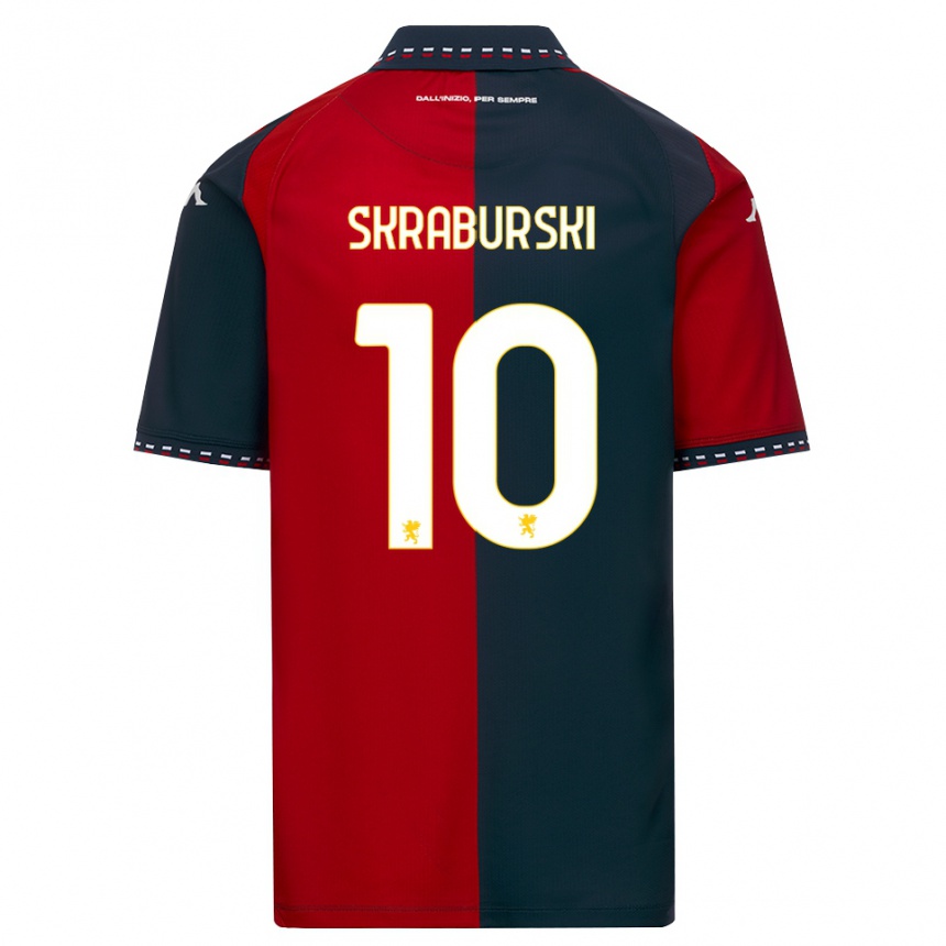 ילדים כדורגל Borys Skraburski #10 אדום שחור לבן ג'רזי ביתית 2026/27