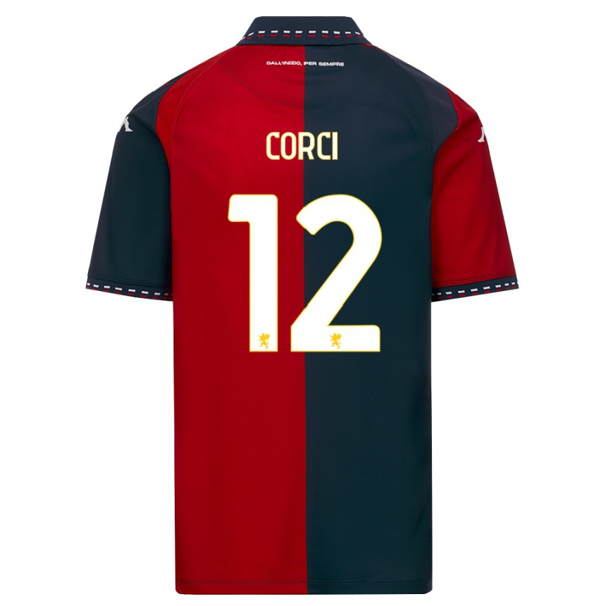 ילדים כדורגל Tommaso Corci #12 אדום שחור לבן ג'רזי ביתית 2026/27