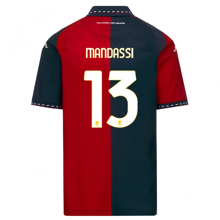 ילדים כדורגל Amir Mandassi #13 אדום שחור לבן ג'רזי ביתית 2026/27