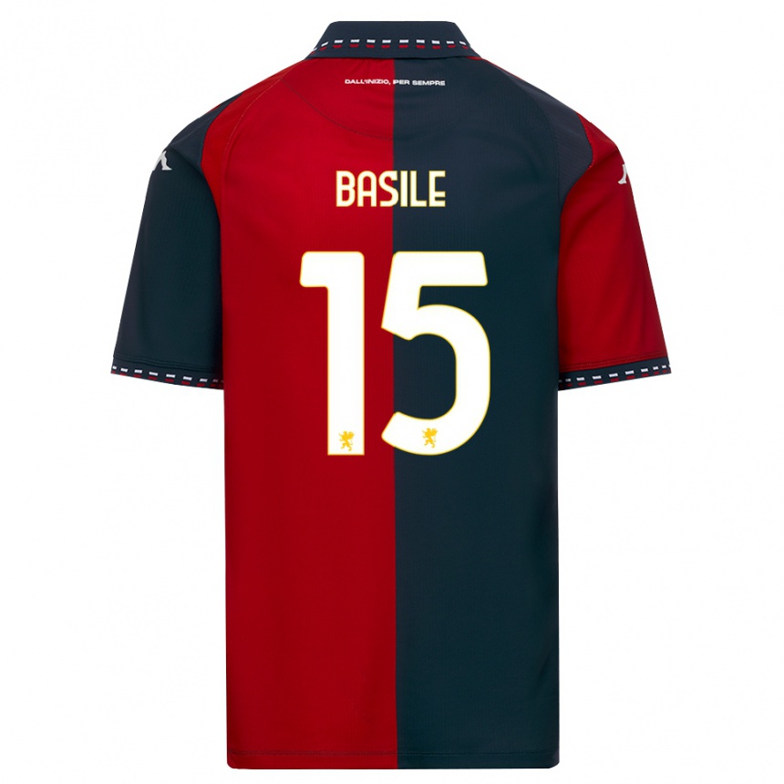 ילדים כדורגל Cosimo Basile #15 אדום שחור לבן ג'רזי ביתית 2026/27
