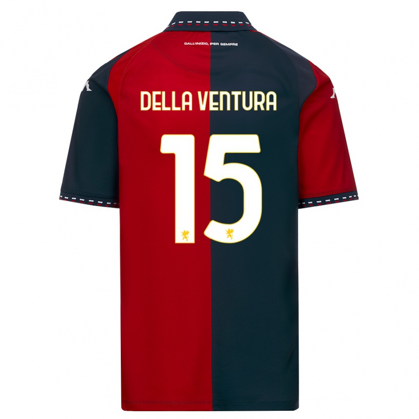 ילדים כדורגל Lorenzo Della Ventura #15 אדום שחור לבן ג'רזי ביתית 2026/27