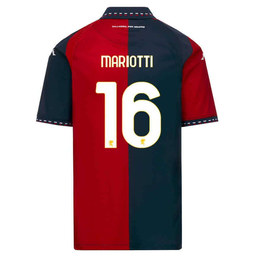 ילדים כדורגל Andrea Mariotti #16 אדום שחור לבן ג'רזי ביתית 2026/27