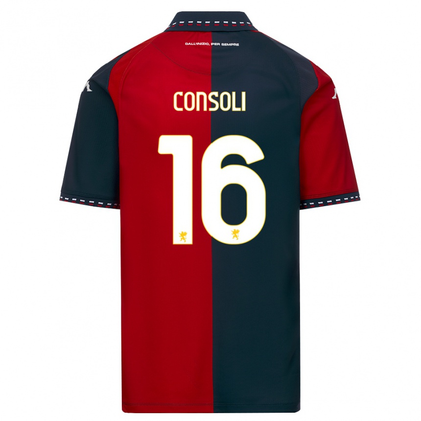 ילדים כדורגל Alessandro Consoli #16 אדום שחור לבן ג'רזי ביתית 2026/27