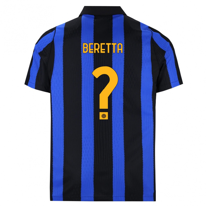 ילדים כדורגל Emanuele Beretta #0 שחור כחול צהוב ג'רזי ביתית 2026/27