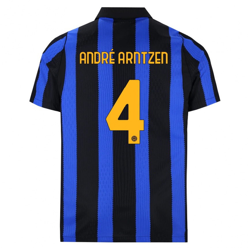 ילדים כדורגל Matheo André Arntzen #4 שחור כחול צהוב ג'רזי ביתית 2026/27