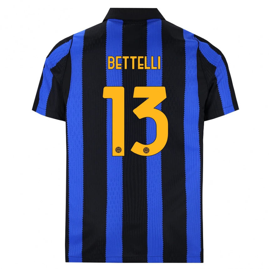 ילדים כדורגל Luca Bettelli #13 שחור כחול צהוב ג'רזי ביתית 2026/27