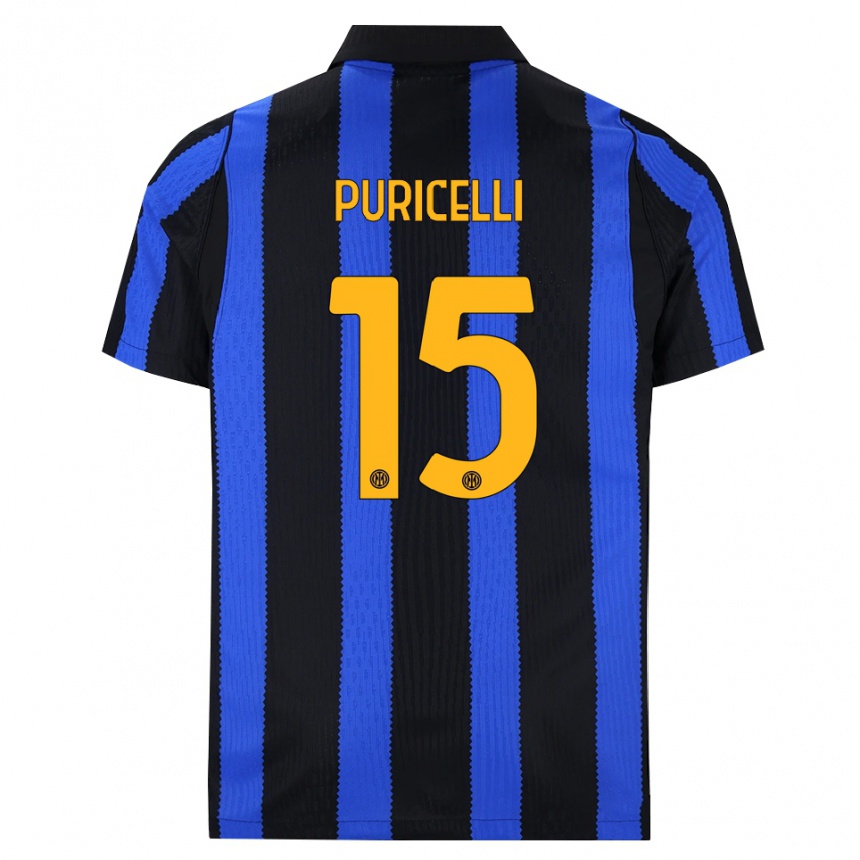ילדים כדורגל Lorenzo Puricelli #15 שחור כחול צהוב ג'רזי ביתית 2026/27