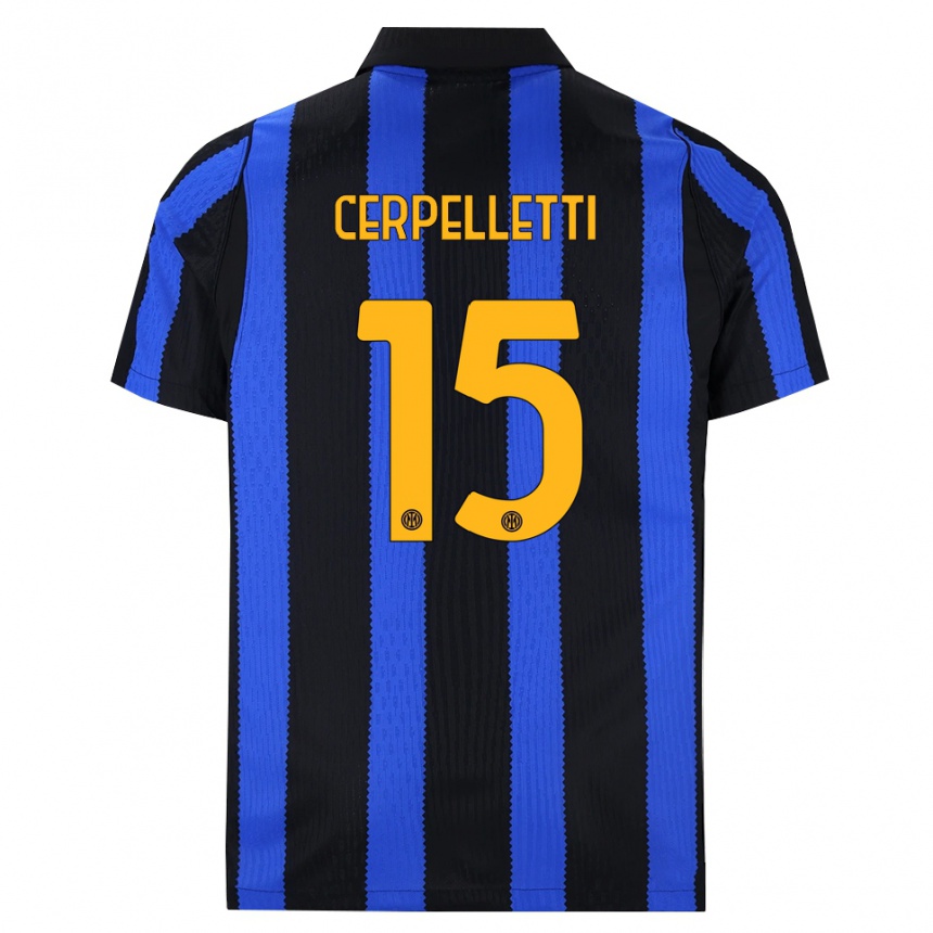 ילדים כדורגל Filippo Cerpelletti #15 שחור כחול צהוב ג'רזי ביתית 2026/27