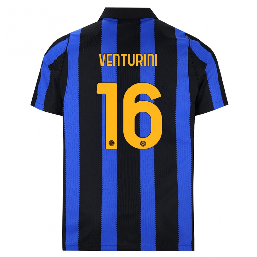 ילדים כדורגל Matteo Venturini #16 שחור כחול צהוב ג'רזי ביתית 2026/27