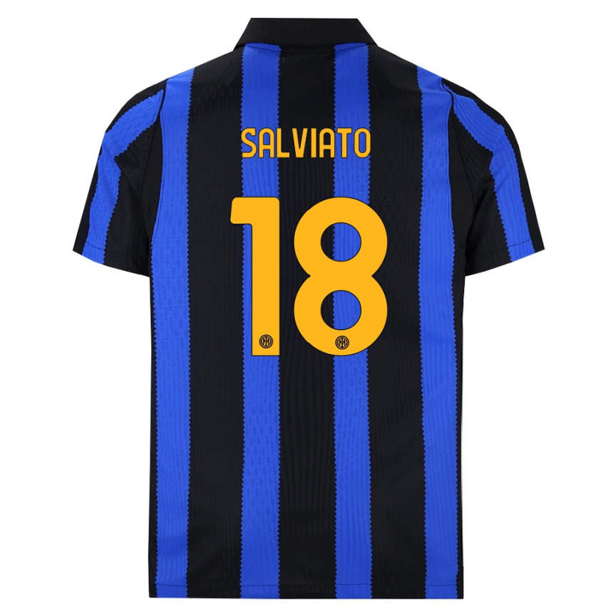 ילדים כדורגל Gabriel Salviato #18 שחור כחול צהוב ג'רזי ביתית 2026/27