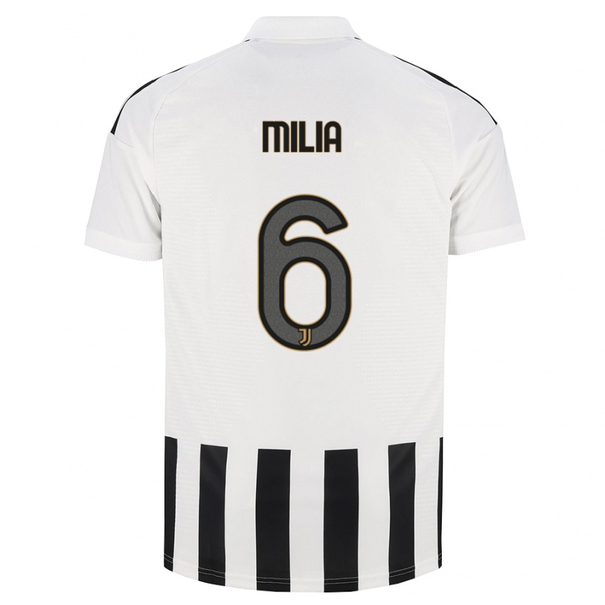 ילדים כדורגל Nicolò Milia #6 שחור לבן חום ג'רזי ביתית 2026/27
