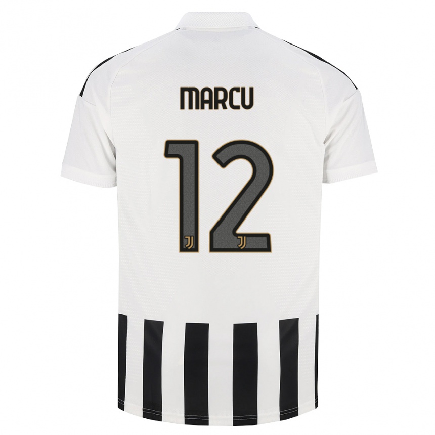 ילדים כדורגל Alessio Marcu #12 שחור לבן חום ג'רזי ביתית 2026/27