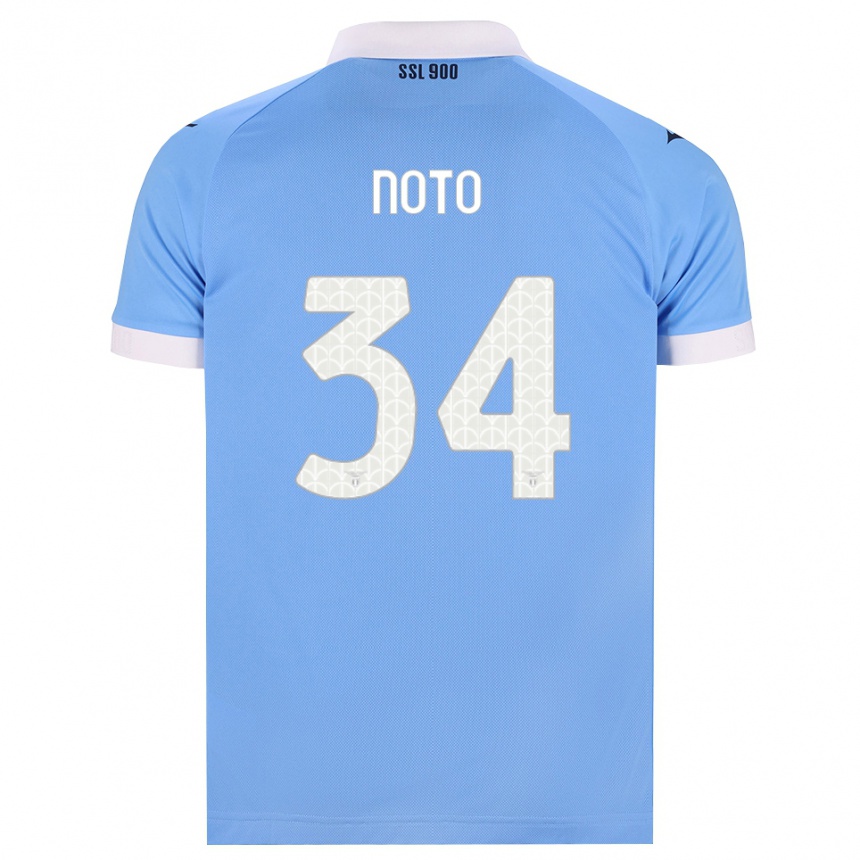 ילדים כדורגל Pierpaolo Noto #34 כחול שמיים שחור לבן ג'רזי ביתית 2026/27