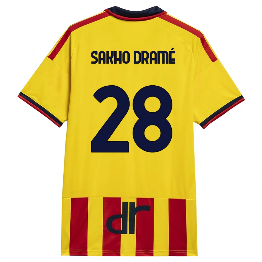 ילדים כדורגל Samba Sakho Dramé #28 צהוב אדום ג'רזי ביתית 2026/27 ילדים כדורגל Samba Sakho Dramé #28 צהוב אדום ג'רזי ביתית 2026/27